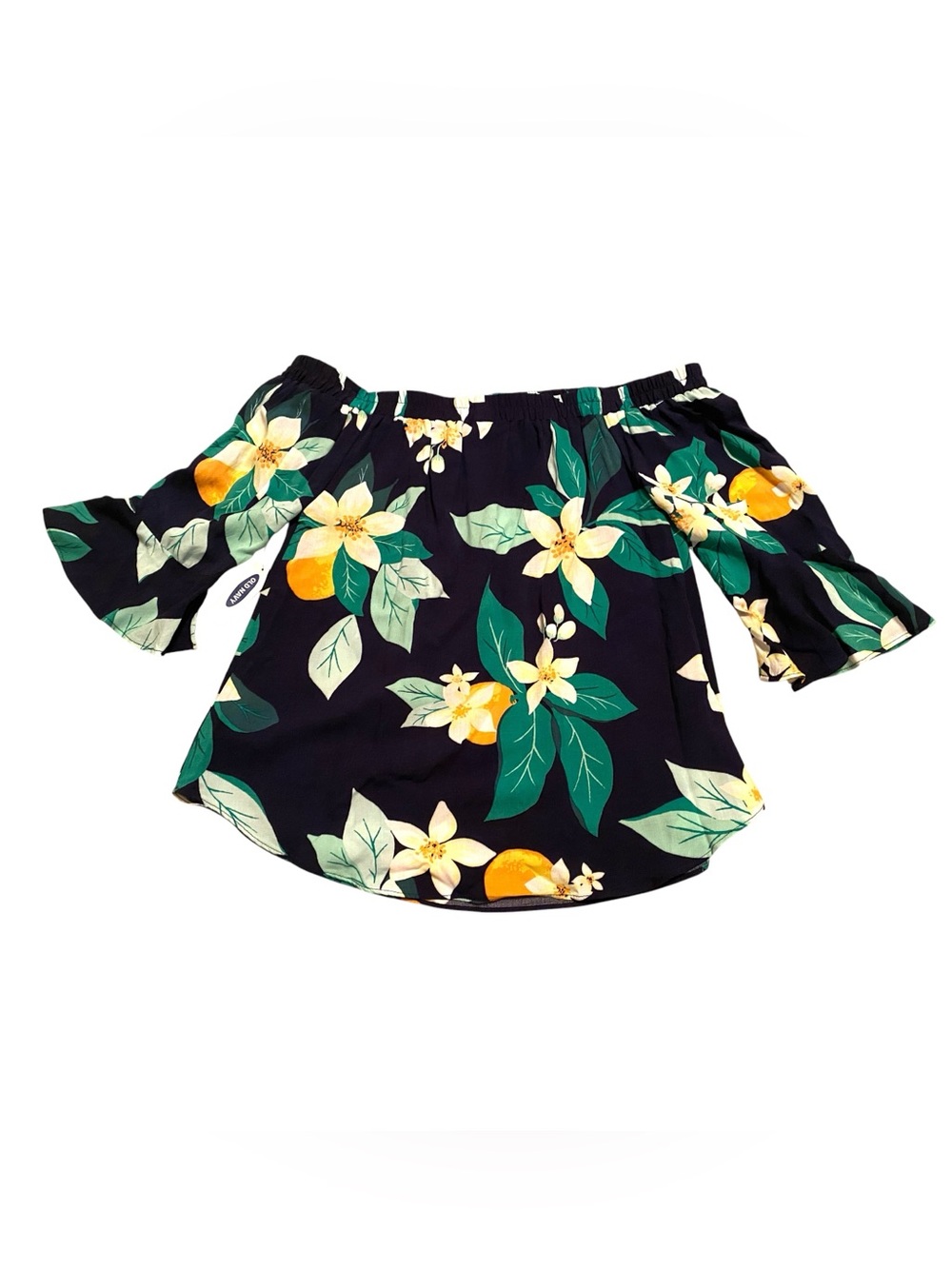 Old Navy NWT Navy Floral Off-Shoulder Tunic Top, Size XS - Picture 3 of 9